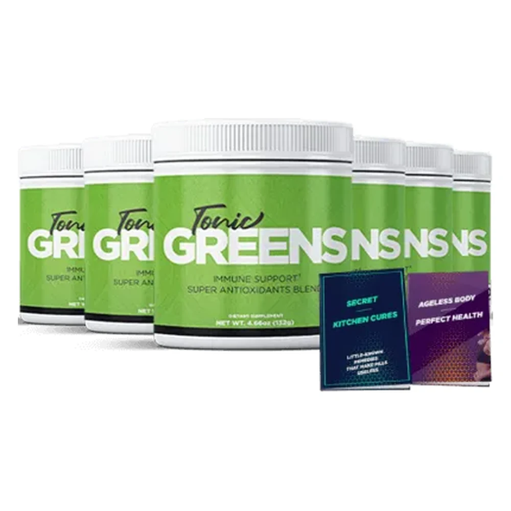 Tonic Greens immune support supplement — 6 tub value package with bonus books